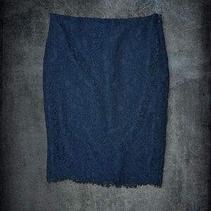Ralph Lauren Midnight Blue Lace Pencil Skirt